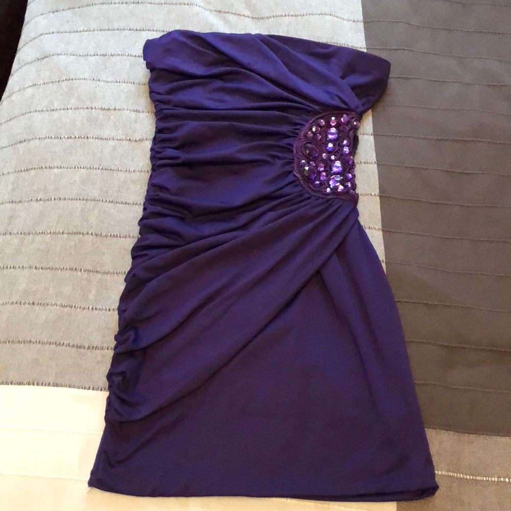 Forever 21 Purple Fitted Ruched Dress Sz S